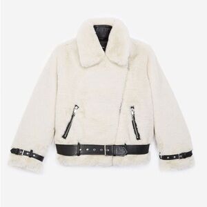 The Kooples (M) Biker-style faux fur coat (Like New)